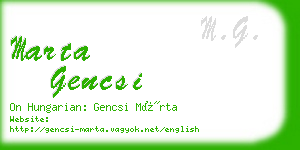 marta gencsi business card